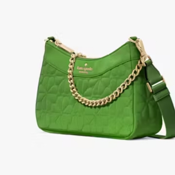 Kate Spade Green Quilted Shoulder Bag W Jewelry Bundle - Picture 6 of 11